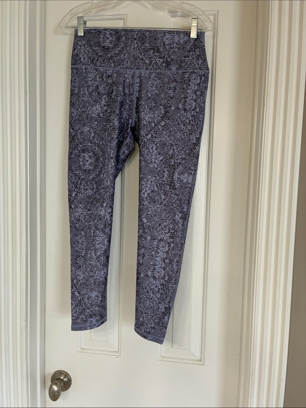 Fabletics Heathered Purple High-Waist Patterned Leggings